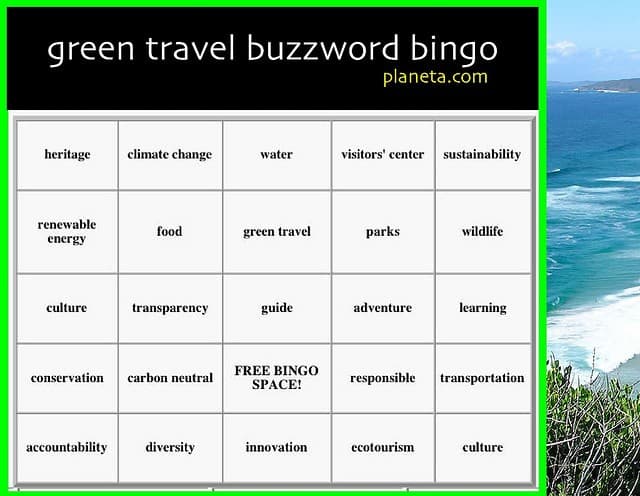 Green Travel buzzword bingo