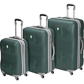3 green luggages with different sizes