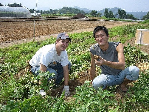 two guys gardening