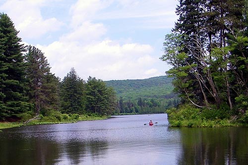 kayaking alone on a lake