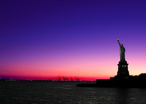 New York statue of liberty view at night